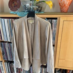 PRICE DROP: MICHAEL KORS TAN/light taupe Open Front lined LAMBSKIN SUEDE JKT, XL